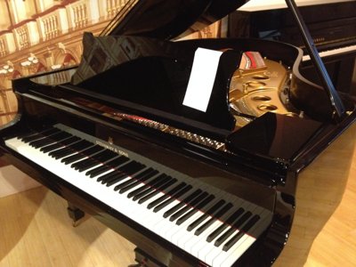 Clavier et cordes d’un piano à queue Fazioli ouvert